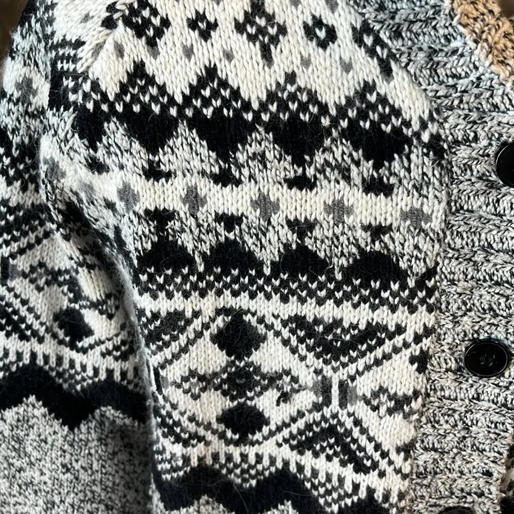 Sweater Silk Acrylic Cotton Angora Black White Cardigan Nordic Small - Image 7