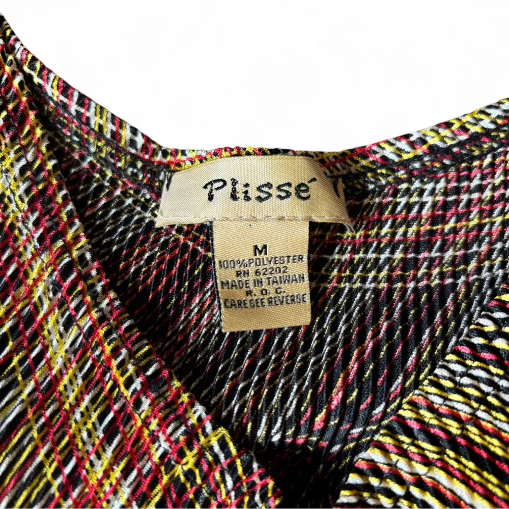 Plissé Midi Dress Size Medium Abstract Orange - Image 6