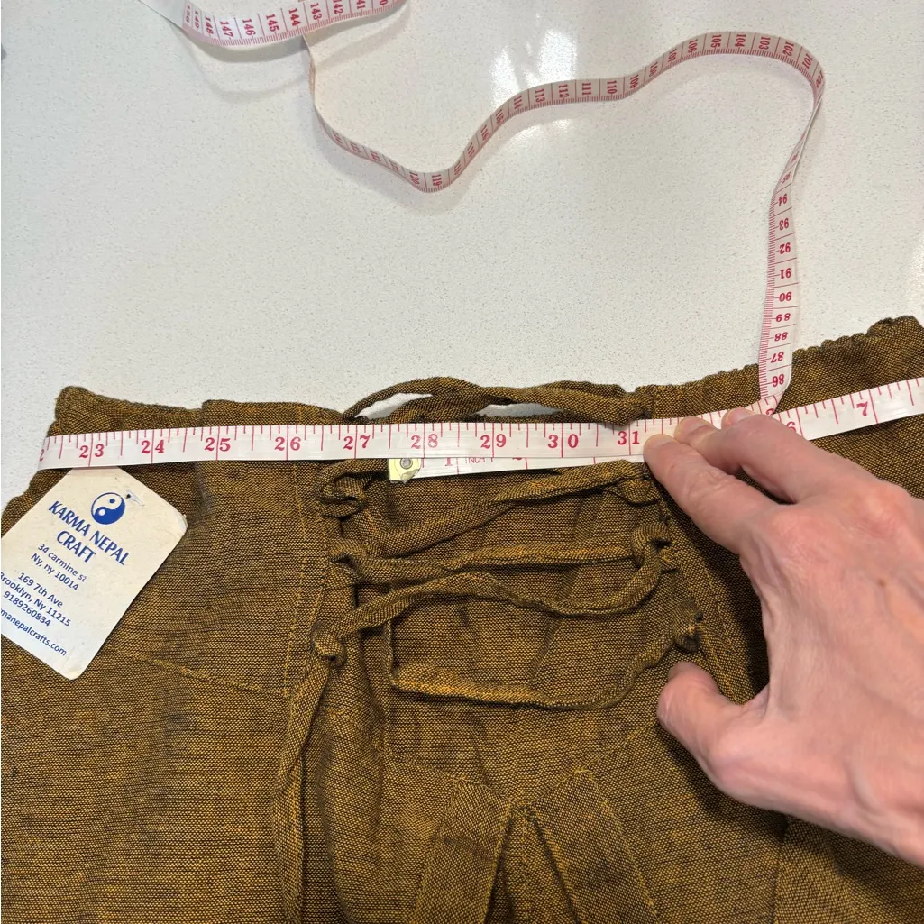 NWT Karma Nepal Craft Brown Wrap Wide Leg Palazzo Pants size 6 approx - Image 9
