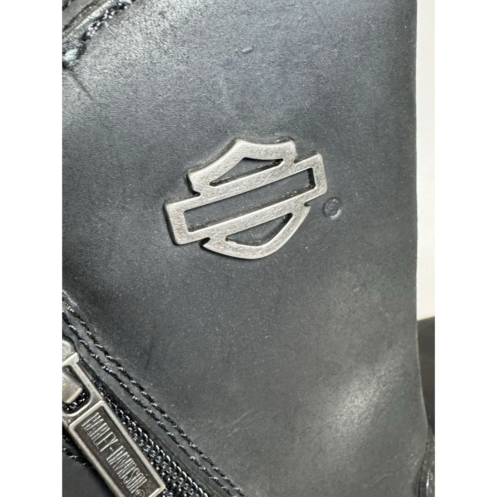 Harley davidson Motorcycle BOOTS womens black leather 6 zip pull slip ankle 8" - Image 8