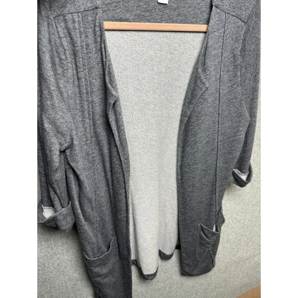 Garnett Hill Medium Womens Cardigan Gray Short Sleeve Pockets Open Casual Chore - Image 9