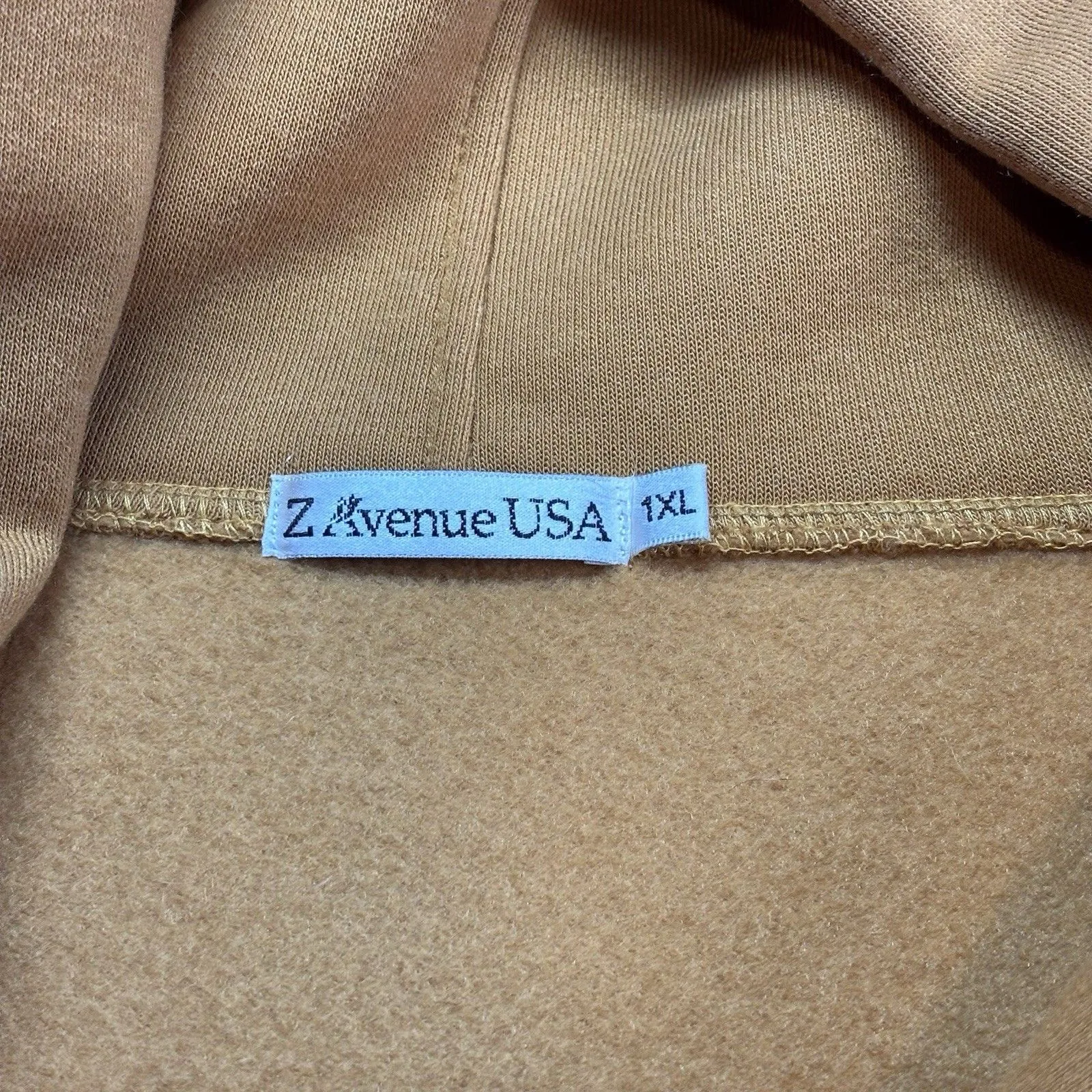 Z Avenue USA Hooded Camel Oversized Coat Shawl collar Hood Long Jacket Size 1XL Brown - Image 13