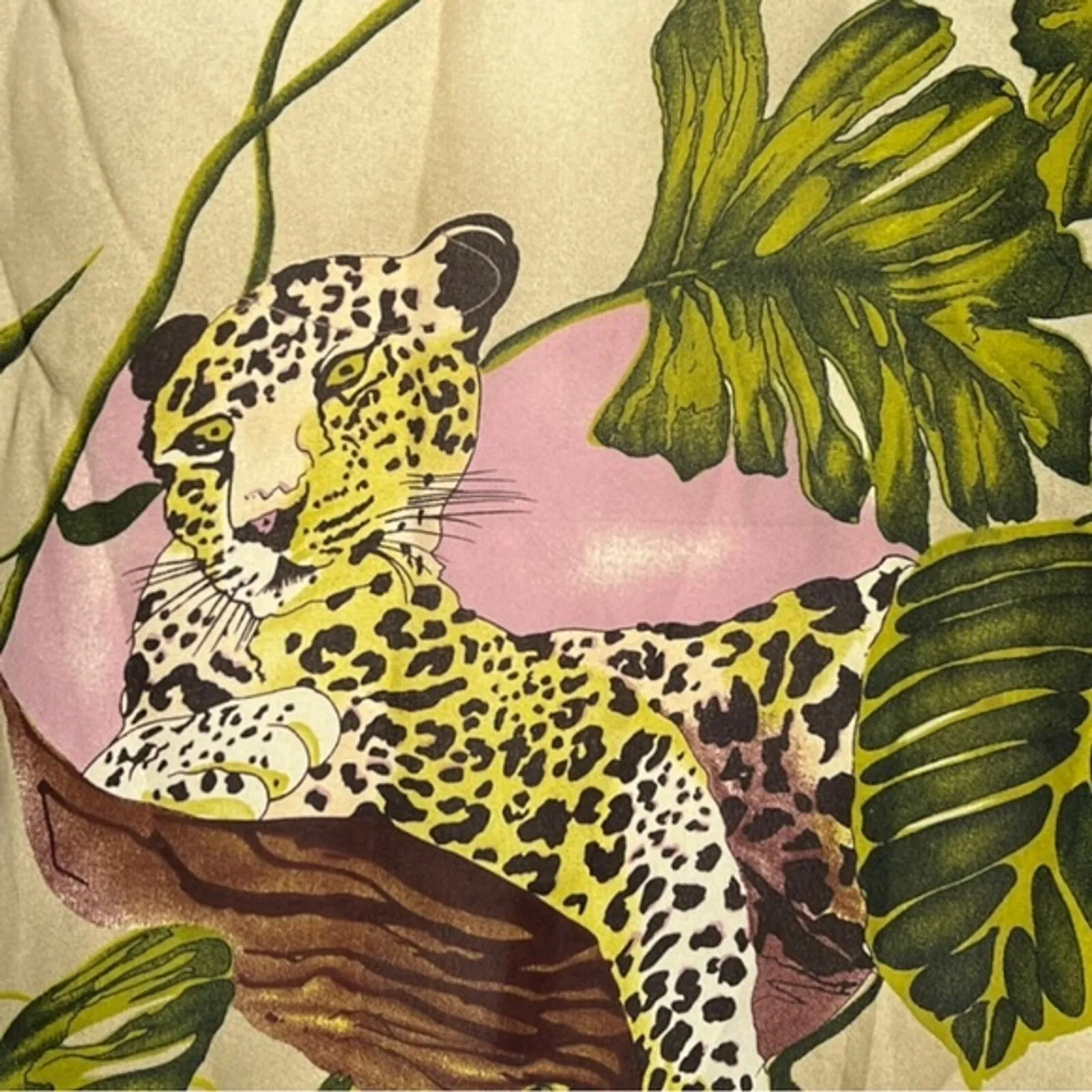 Vintage Borcellini Shirt Womens 14 Tunic Top Yellow Jungle Tiger Print‎ Bold Fun - Image 4