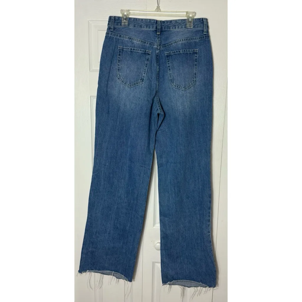 YMI Dixie Medium Wash High Rise Wide Leg Distressed Raw Hem Jeans Sz 13/31 - Image 8