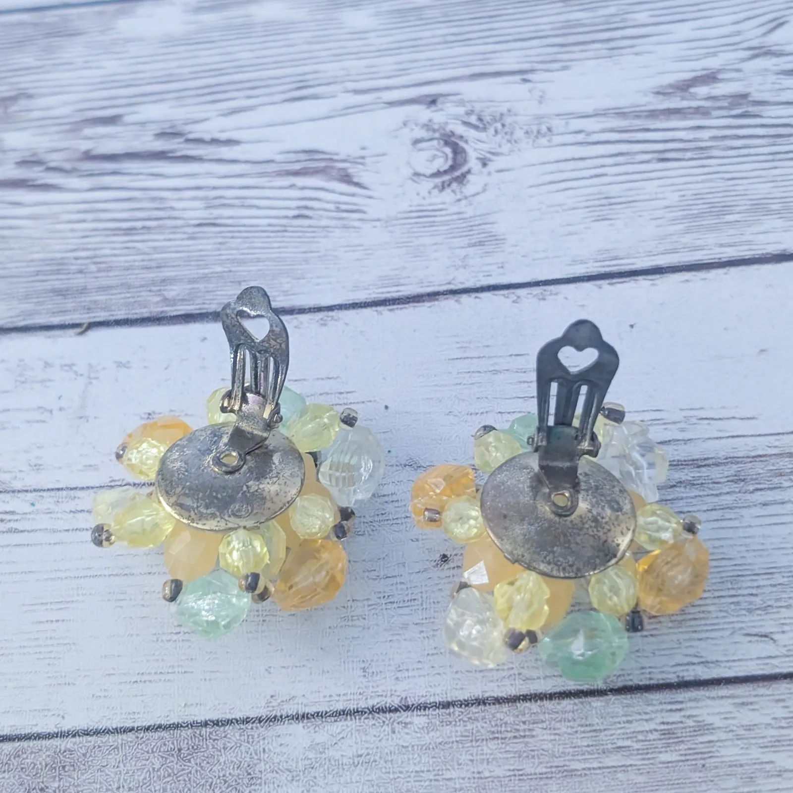 Vintage Clip On Earrings Extra Large Yellow, Orange, Green Statement - Image 4