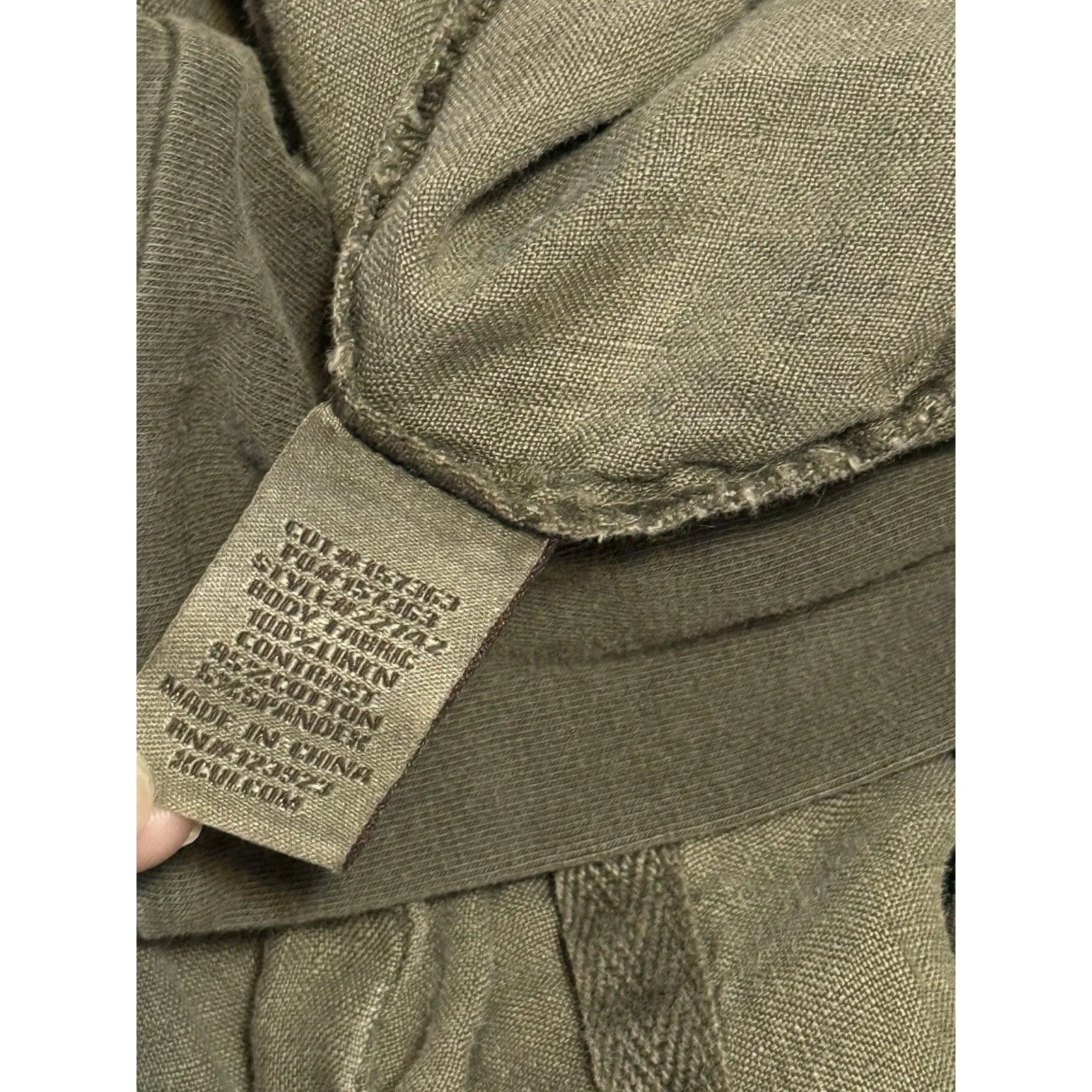 XCVI Pasquel Pant Raw Hem Wide Leg 100% Linen Pull On Foldwaist Green Size Large - Image 7