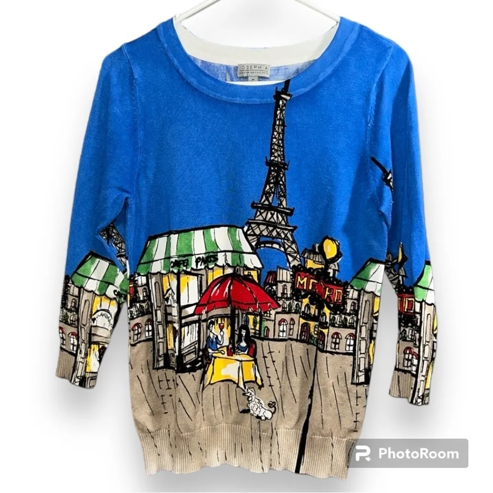 JOSEPH A. size medium women's pullover sweater 3/4 sleeves cafe Paris date night - Image 11