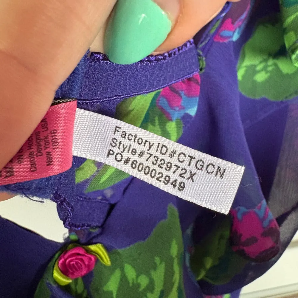 Betsey Johnson Purple Floral Semi Sheer Ruffle Fairy Lingerie Slip Dress 1X - Image 8