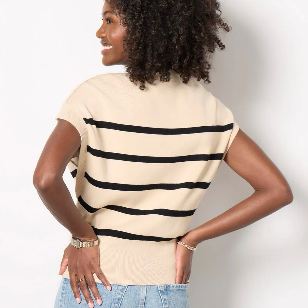 Evereve Korey Stripe Short Sleeve Pullover Sweater Size XL - Image 3