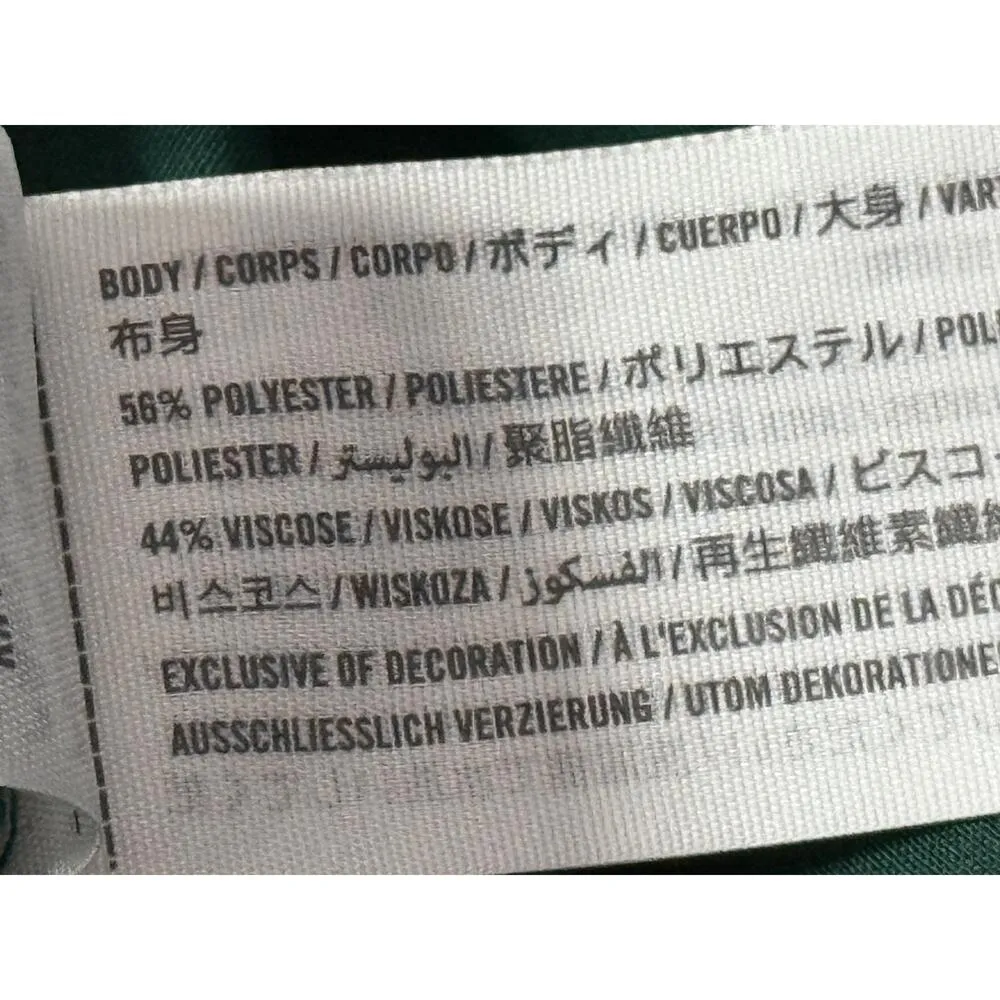 Abercrombie & Fitch Green Satin Collared Button Up Long Sleeve Mini Dress Sz XS - Image 4