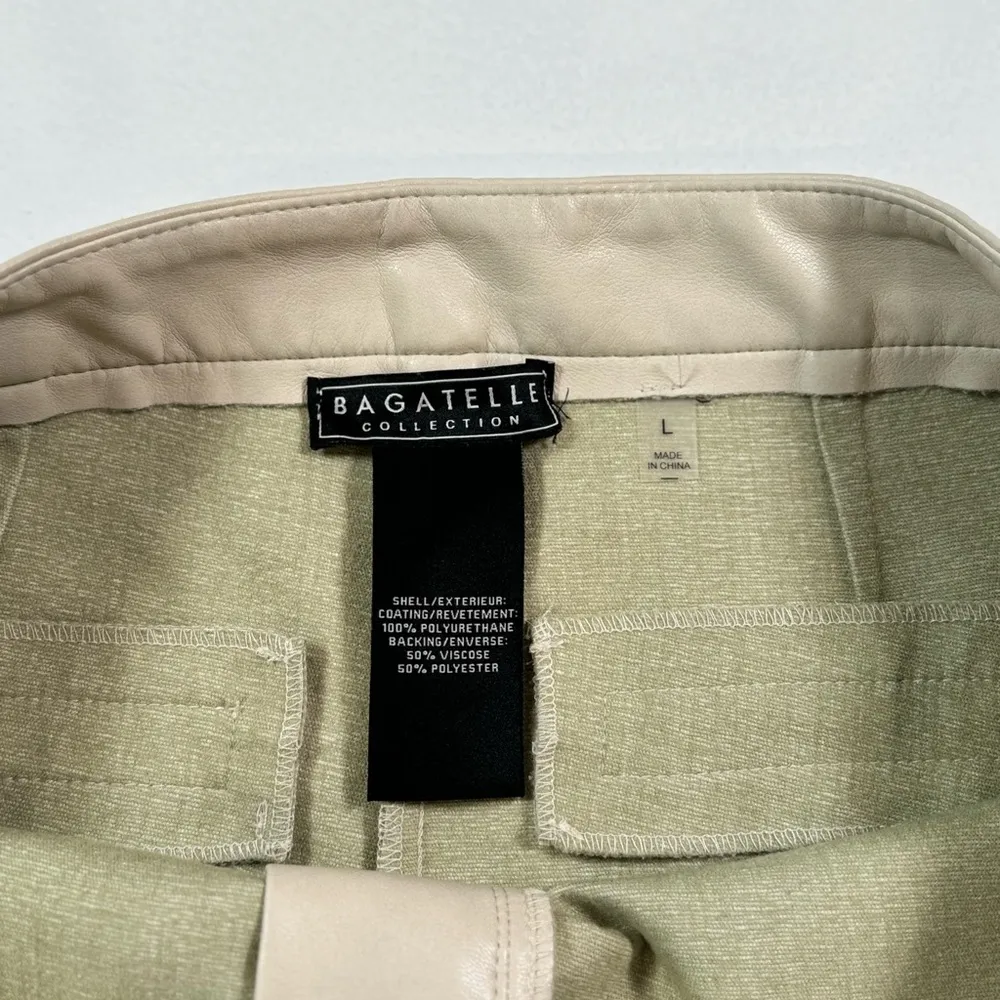 Bagatelle Collection Cream Color Cropped Wide Leg Leather Pants Womens Size L - Image 9
