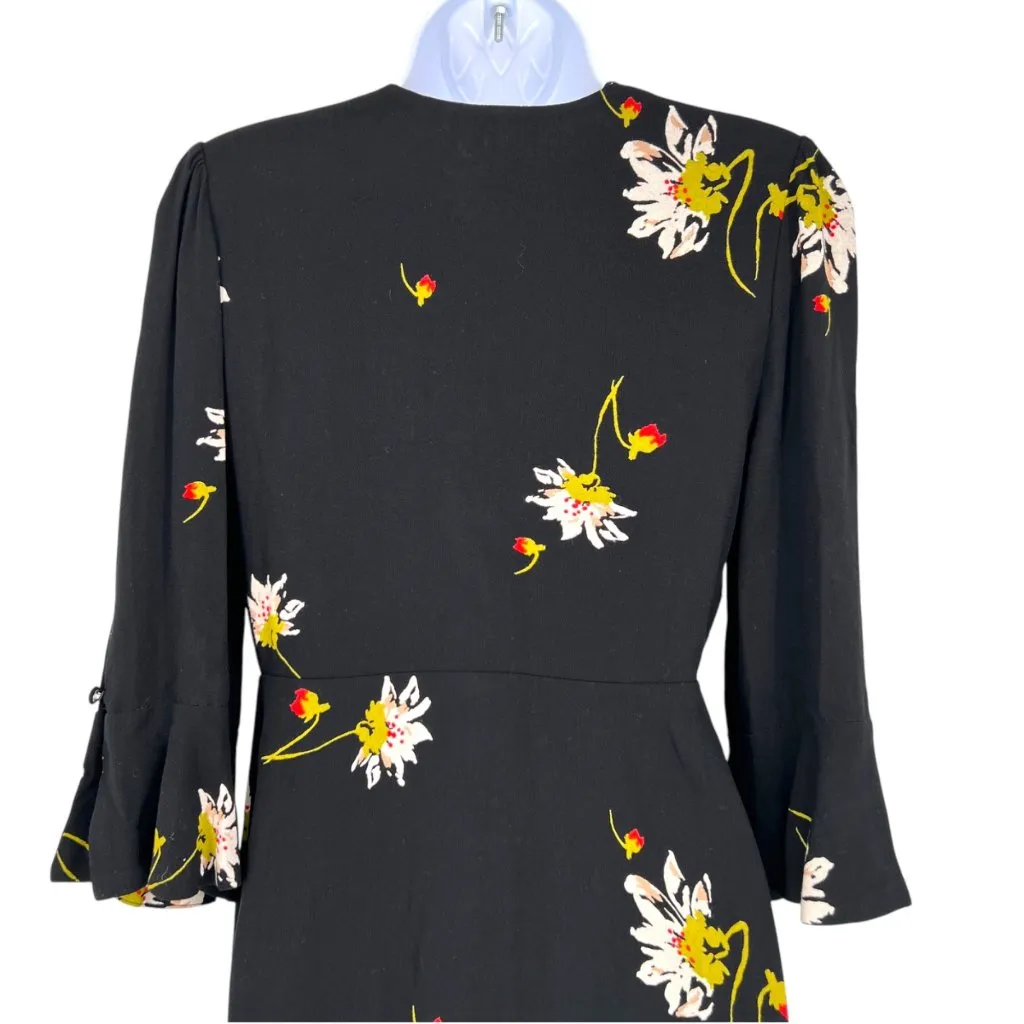 Free People Time On My Side Floral Wrap Mini Dress Black Size XS - Image 5