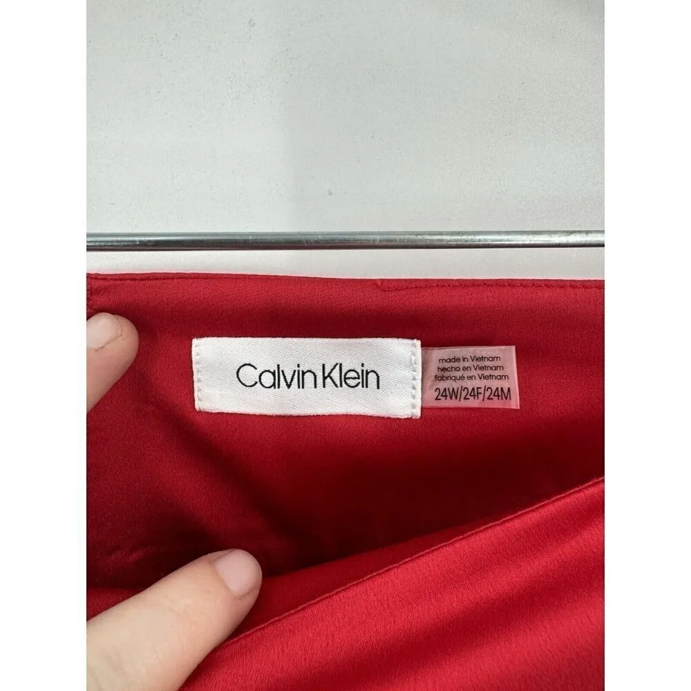 Calvin Klein Pant Women 24W Red Straight Leg Formal‎ Business Mature Plus Size - Image 4
