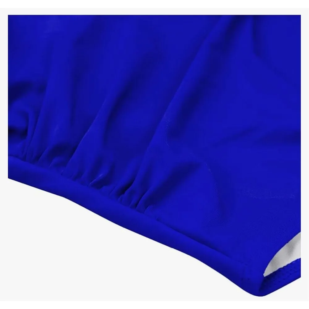 NEW Royal Blue 1 Pc Swimsuit Tummy Control Cutout Wrap Tie Back L Black Size L - Image 6
