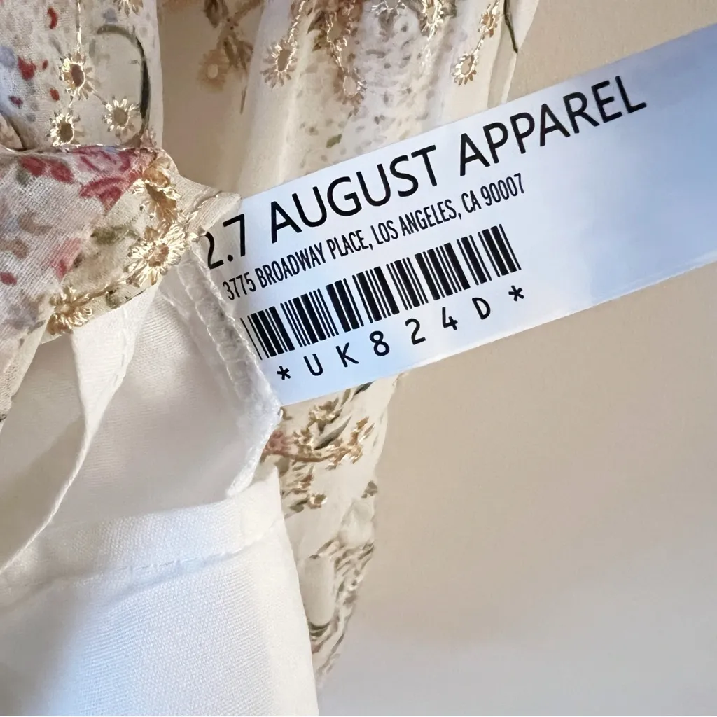 Endless Rose Floral Embroidered Puff sleeve Tiered Dress Size Small White - Image 7