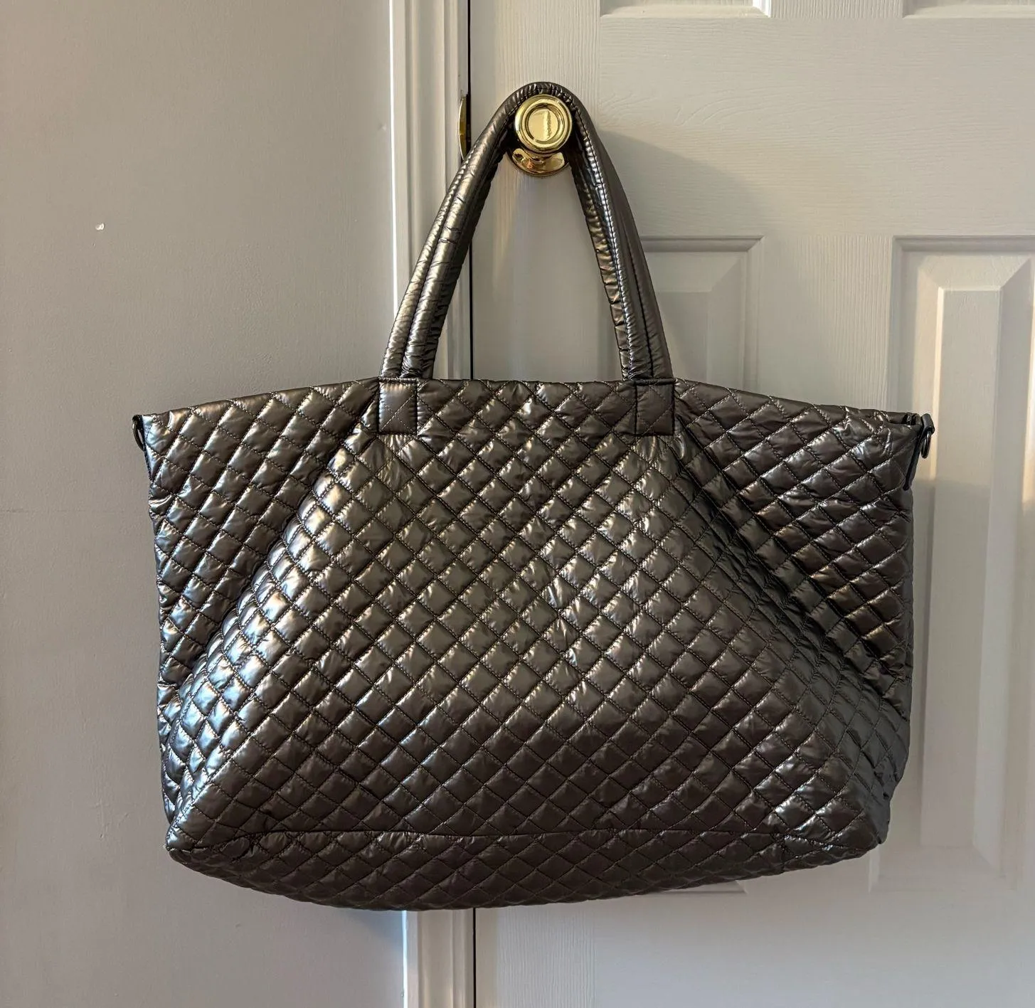 Quilted Metallic Weekender Bag - Image 2