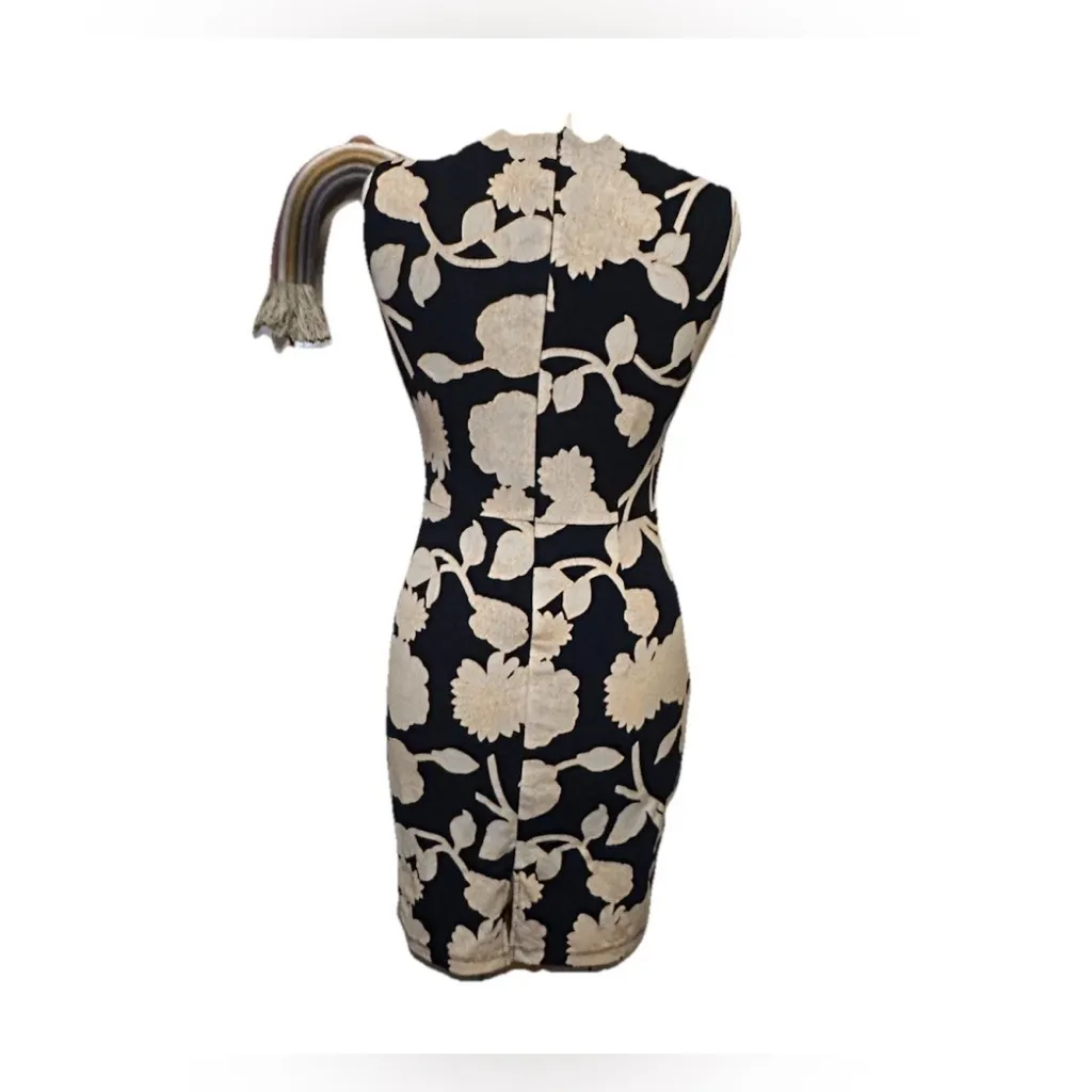 Fond Contemporary Small Ditties Stretchy Floral Flower Dress Lined Zip Up Blue - Image 3