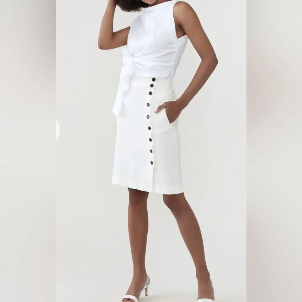 NWT BLDWN Women’s Wednesday Skirt Optic White  Pockets Cotton Linen Sz Sm - Image 4