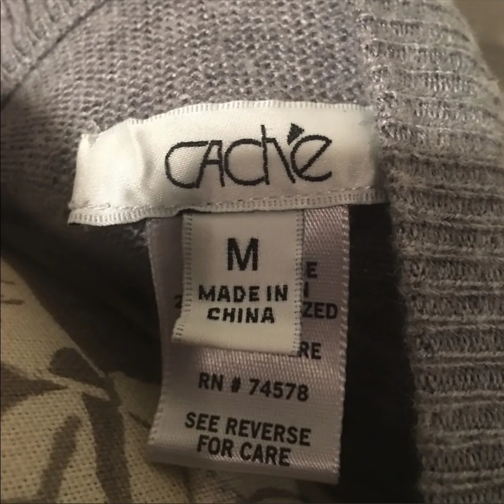 CACHE Gray Cashmere Zip Up Sweater size Medium Grandpacore - Image 4