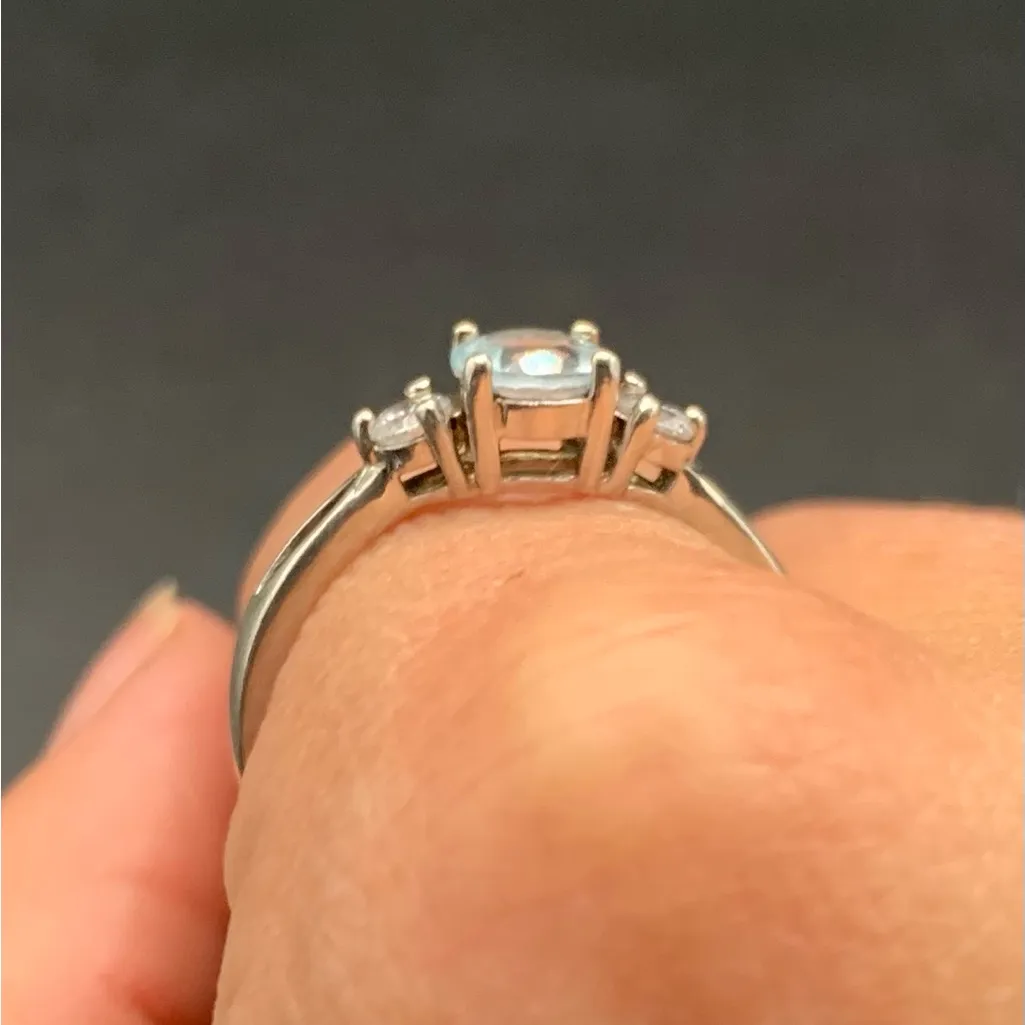 Sterling Silver Round Sky Blue Topaz CZ 3 - Image 8