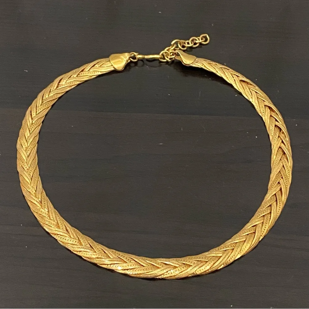 Vintage MONET Signed Gold Plated Braided Multi Chain Snake Chain Necklace 37.9g - Image 5