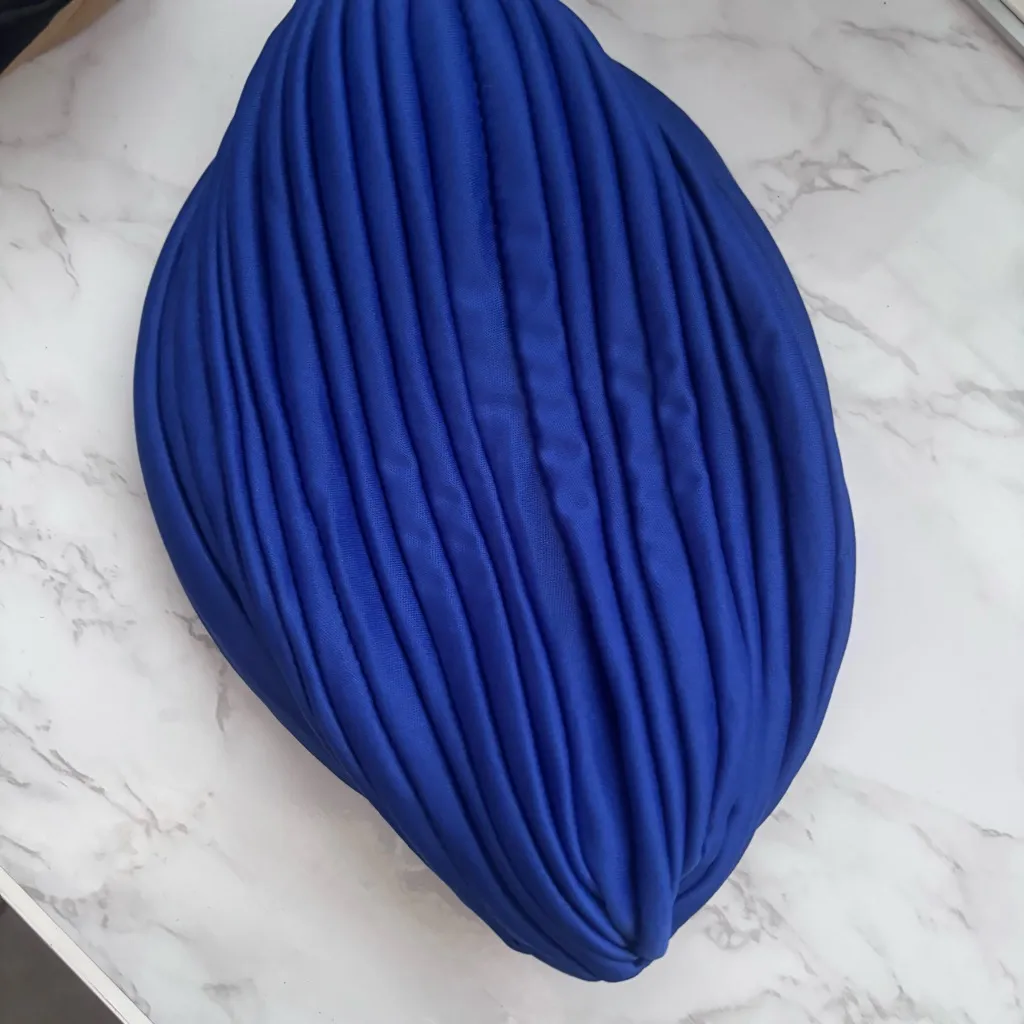 Royal Blue Headpiece/Turban Pleated Hat - Image 4
