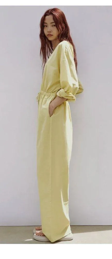 ZARA Voluminous COTTON POPLIN WIDE LEG JUMPSUIT IN Pistachio Bloggers Fave M - Image 3