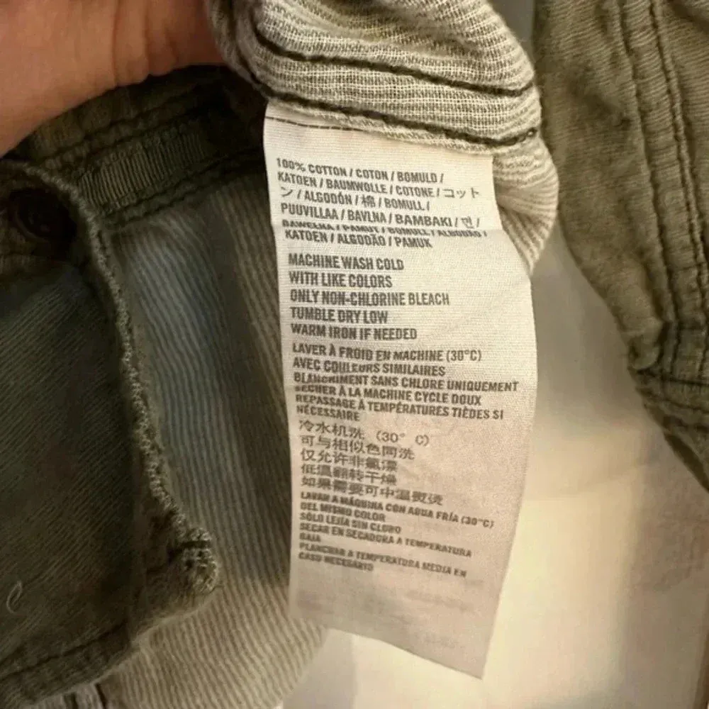 Vintage Abercrombie & Fitch Y2K Army Green Button Down Blouse Moose Logo Size S - Image 10