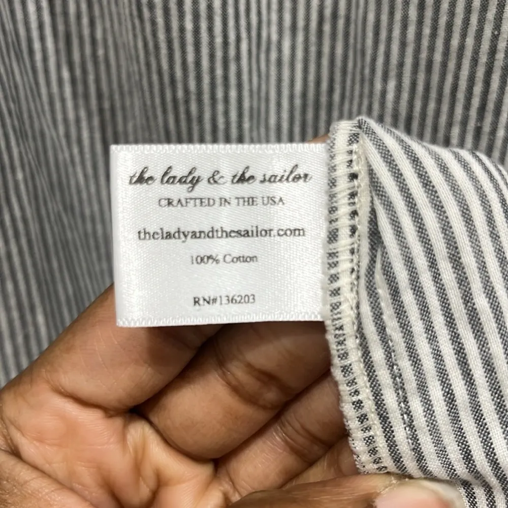 The Lady & The Sailor Cotton Pinstriped Maxi Dress Sz 2 White - Image 5