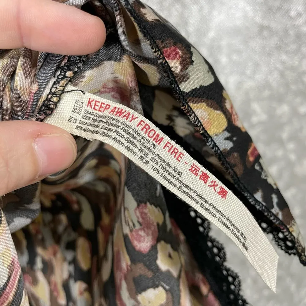 Intimately Free People Black Floral & Lace Trim Camisole - Size Small - Sexy Top - Image 7