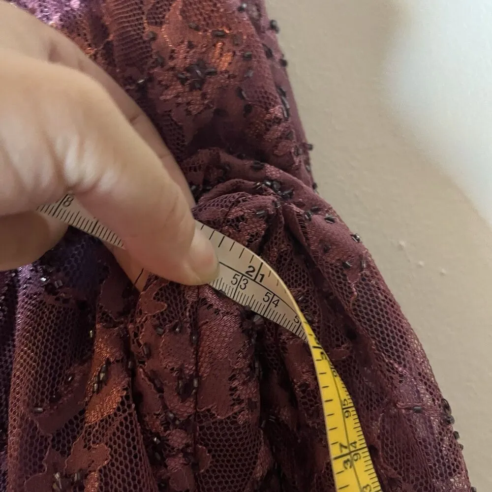 Montage by Mon Cheri Gown Dress Embroidered Lace Beaded Sz 16 Mother Of Bridal Purple - Image 7