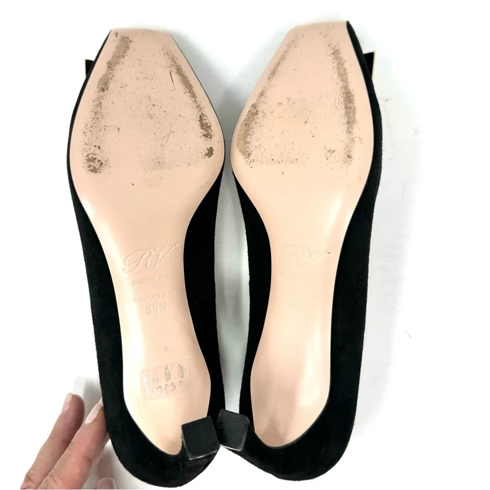 ROGER VIVIER Trumpette, black suede, gold buckle, made in Italy, size 39.5 - Image 15