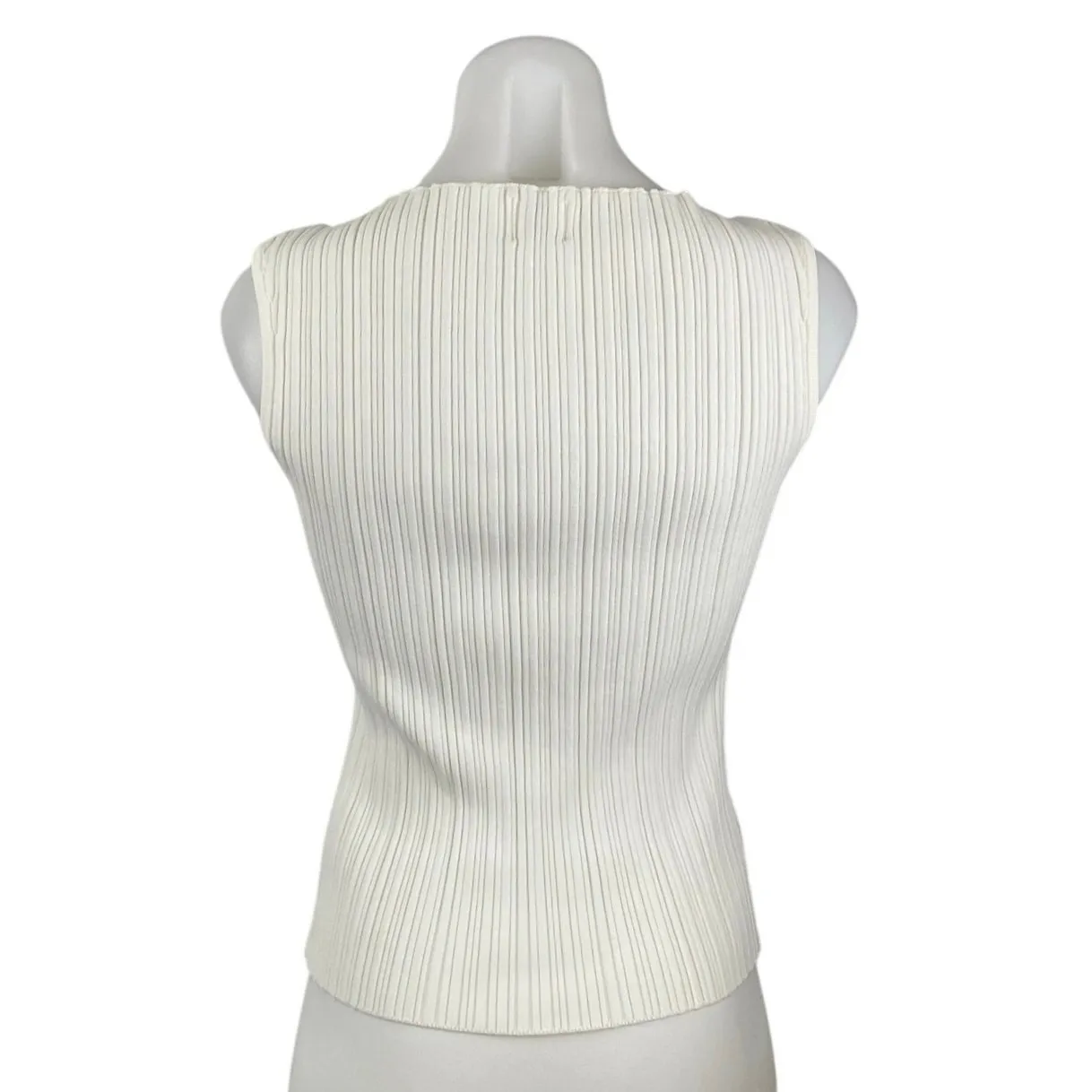 DISSH Women's White Sleeveless Ribbed Knit Boat Neck Cropped Tank Top Size XL - Image 3