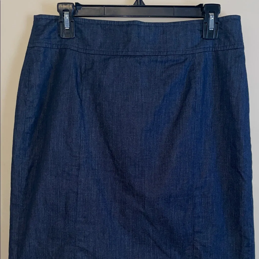 Ann Taylor Women’s Dark Chambray Blue Chic Career Office Pencil Skirt - Image 2