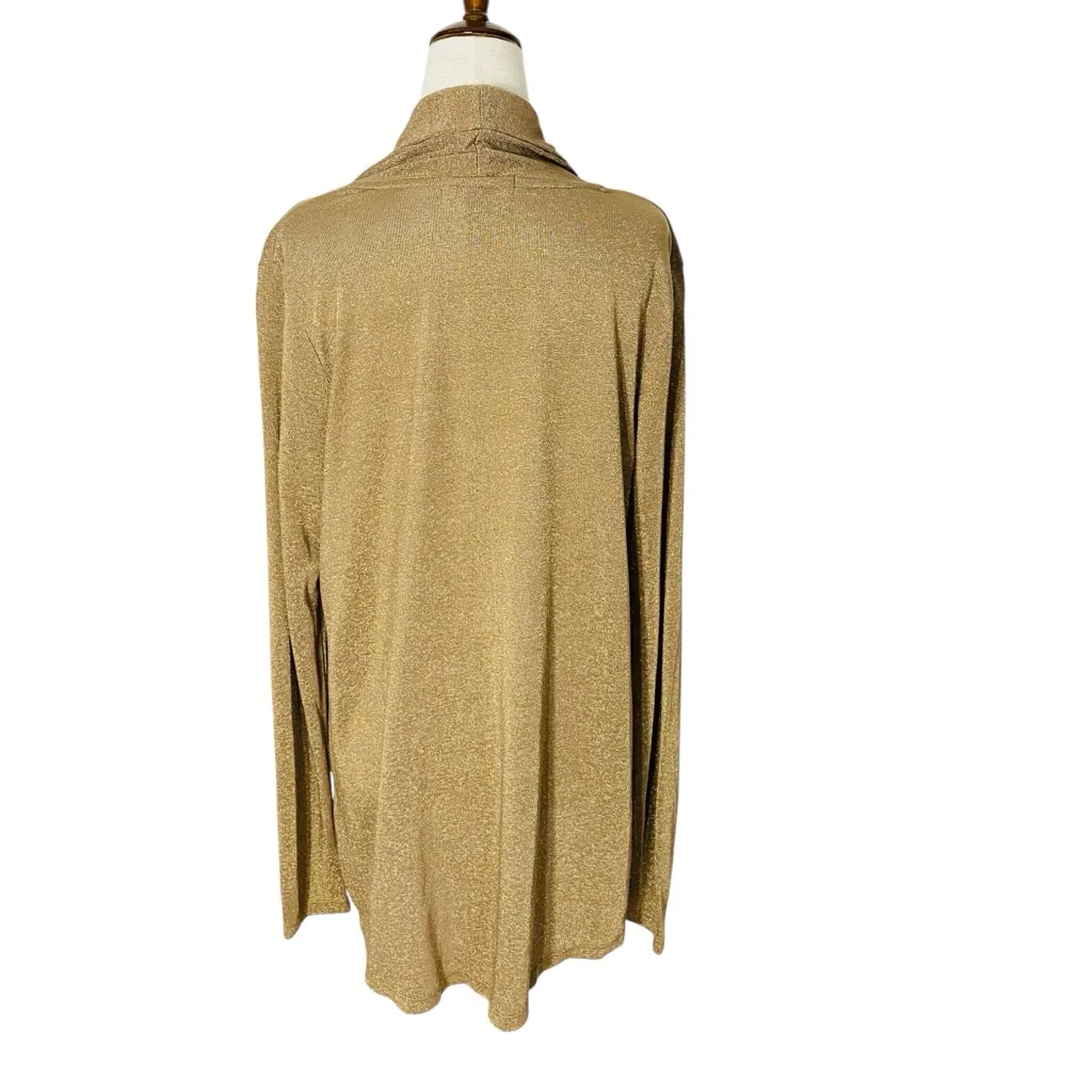 NEW LAUREN RALPH LAUREN Sparkly Gold Cardigan Drape Top - Image 7