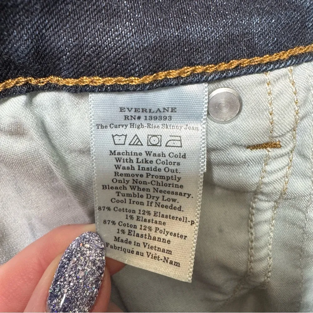 Everlane Curvy High Rise Skinny Jean Crop Jeans Dark Blue Size 29 - Image 13