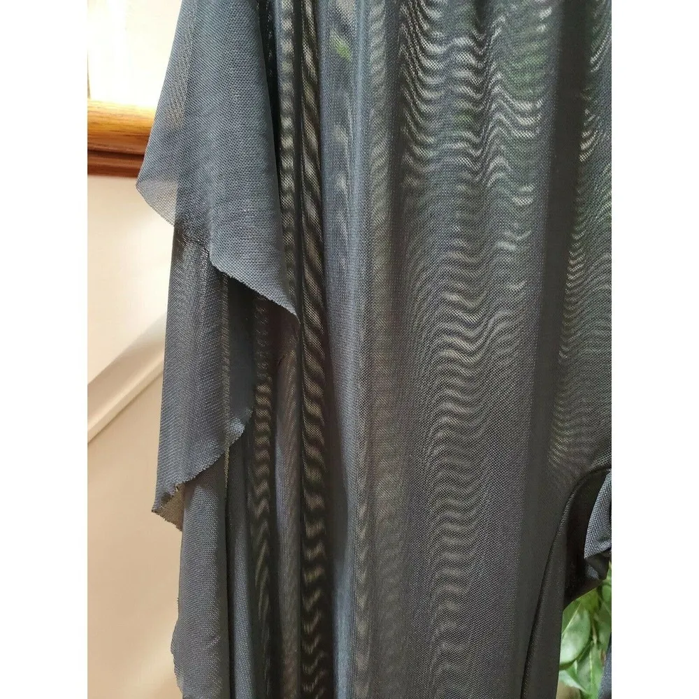 Coverup Solid Black Frill Hem Polyester Mid Rise Stylish Pull On Trousers Size L Size L - Image 5