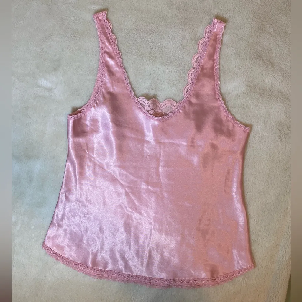 MaidenForm Vintage Chantilly Pink Lace Cami Size 3 / Small 16.5in Ptp - Image 4