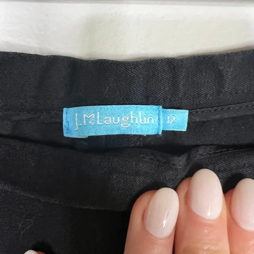 J McLaughlin Black Classic Straight Leg Cotton Blend Dress Pant Size Zip Sz 12 - Image 6