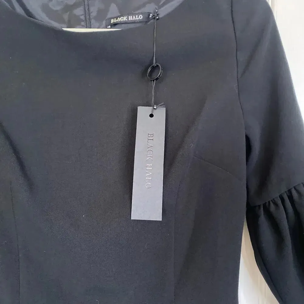 NWT BLACK HALO Mooreland Mini Dress Black Size 2 LBD Cocktail Puff Sleeve Party - Image 6