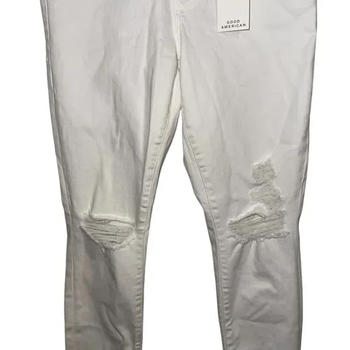 GOOD AMERICAN Good Waist High-Rise White Distressed Crop Jeans NWT $139 Size‎ 4 - Image 5