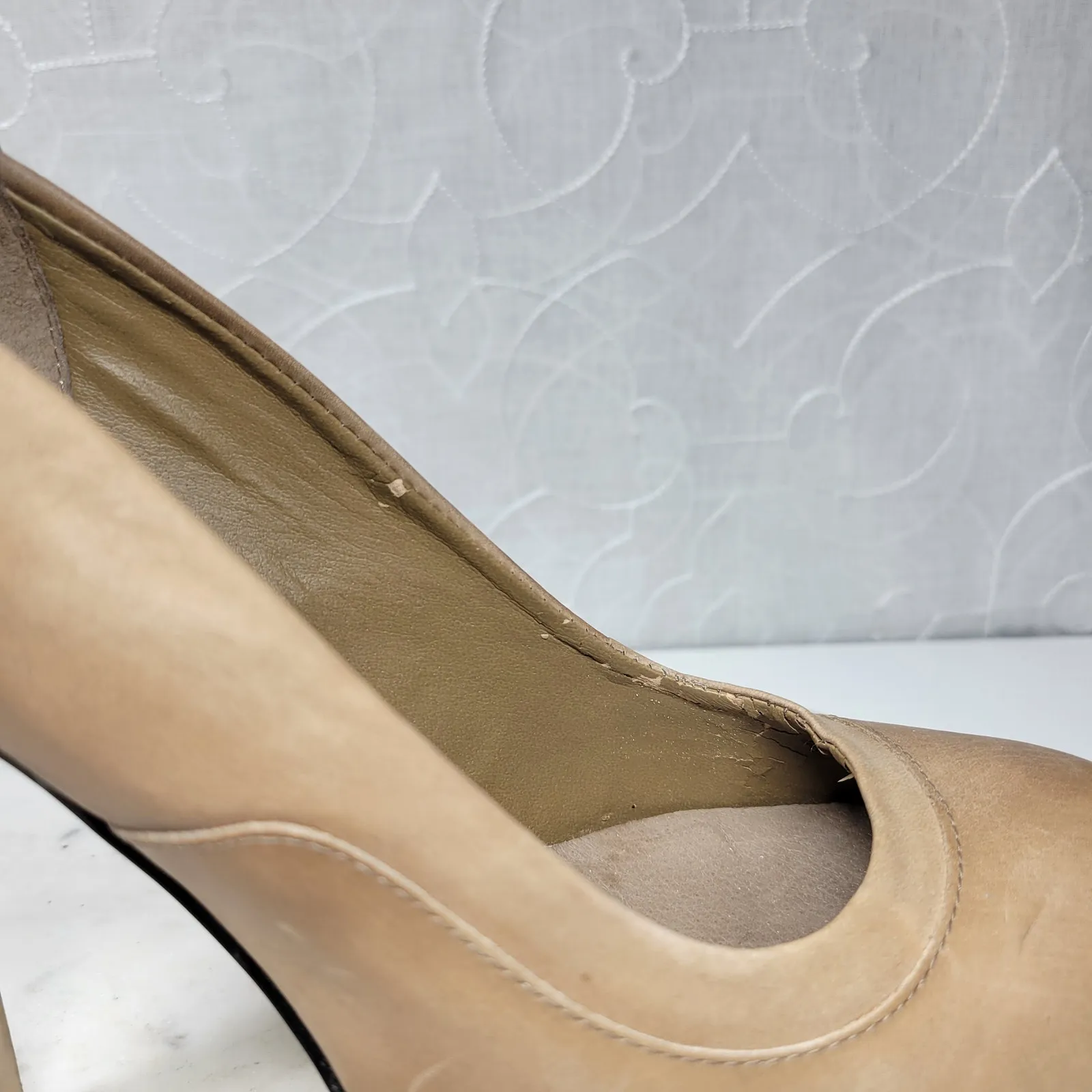 Aldo Stilettos Womens 39 US 8.5 Tan Leather Studded Rivets Platform‎ High Heels - Image 6