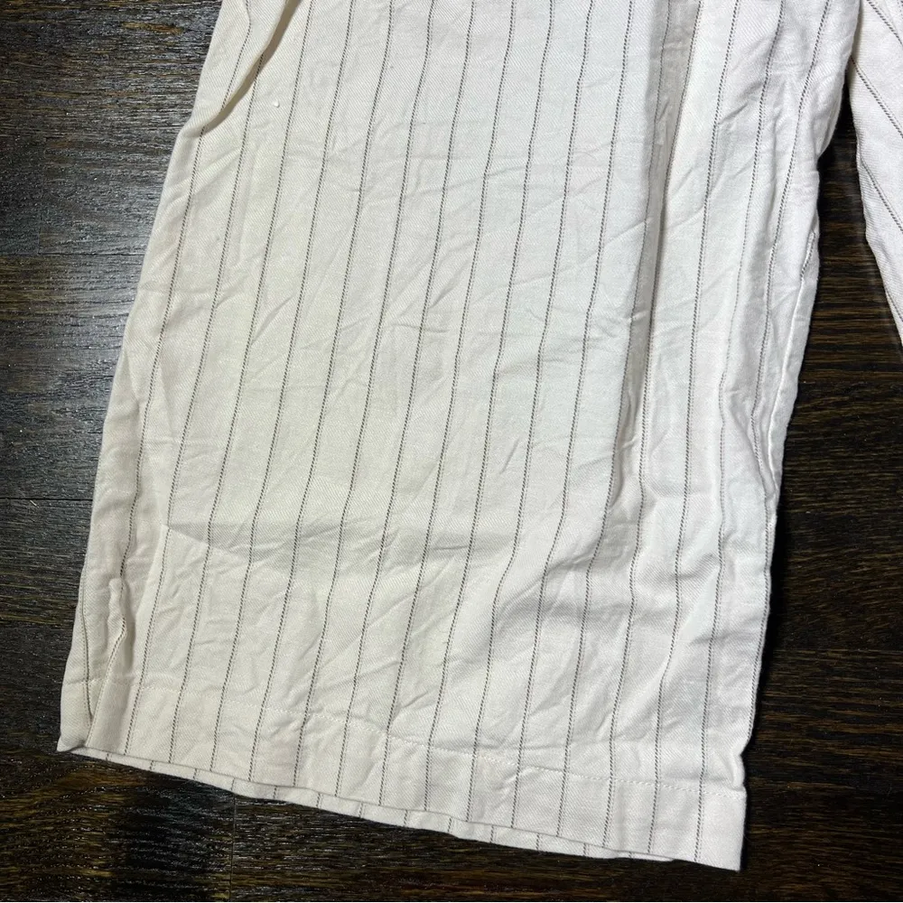 ASOS Cream Linen Blend Wide Leg Culotte Pants in Stripe - Image 5