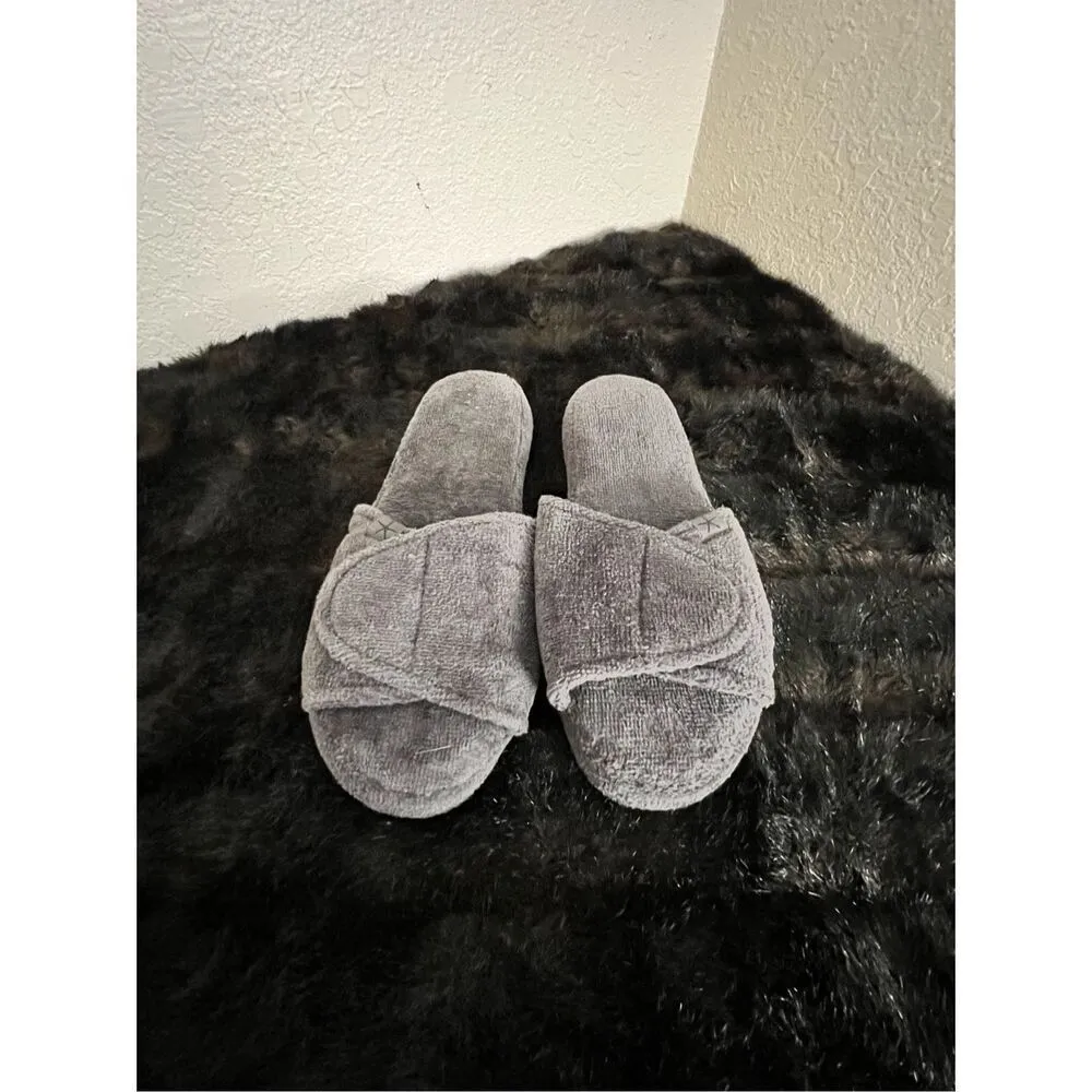 Barefoot Dreams Carbon Gray TOWEL TERRY Slip-On Sandals Slippers 5 6 - Image 2