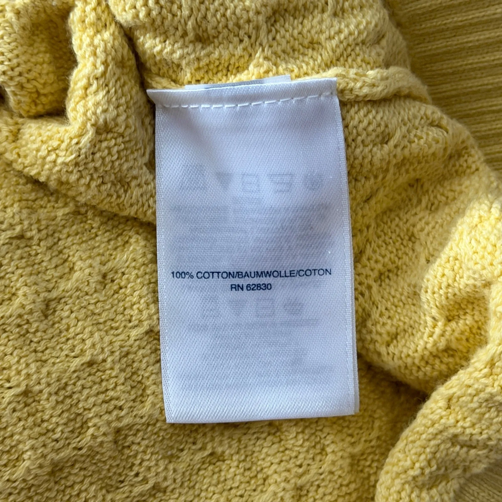 Lands End XS Yellow Cable Knit Turtleneck Sweater Cotton Preppy Coastal Grandma - Image 6