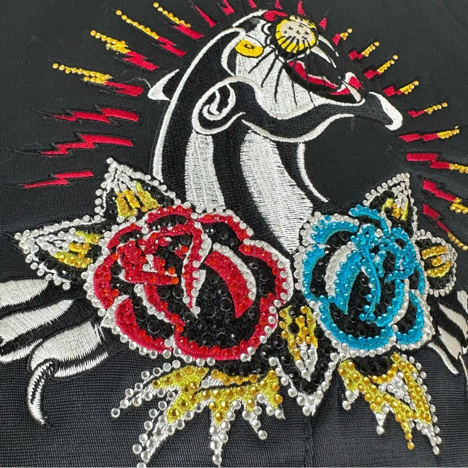 NEW Ed Hardy Vintage Jacket Womens XS Black Moto Vintage Deadstock Y2K Coat - Image 12