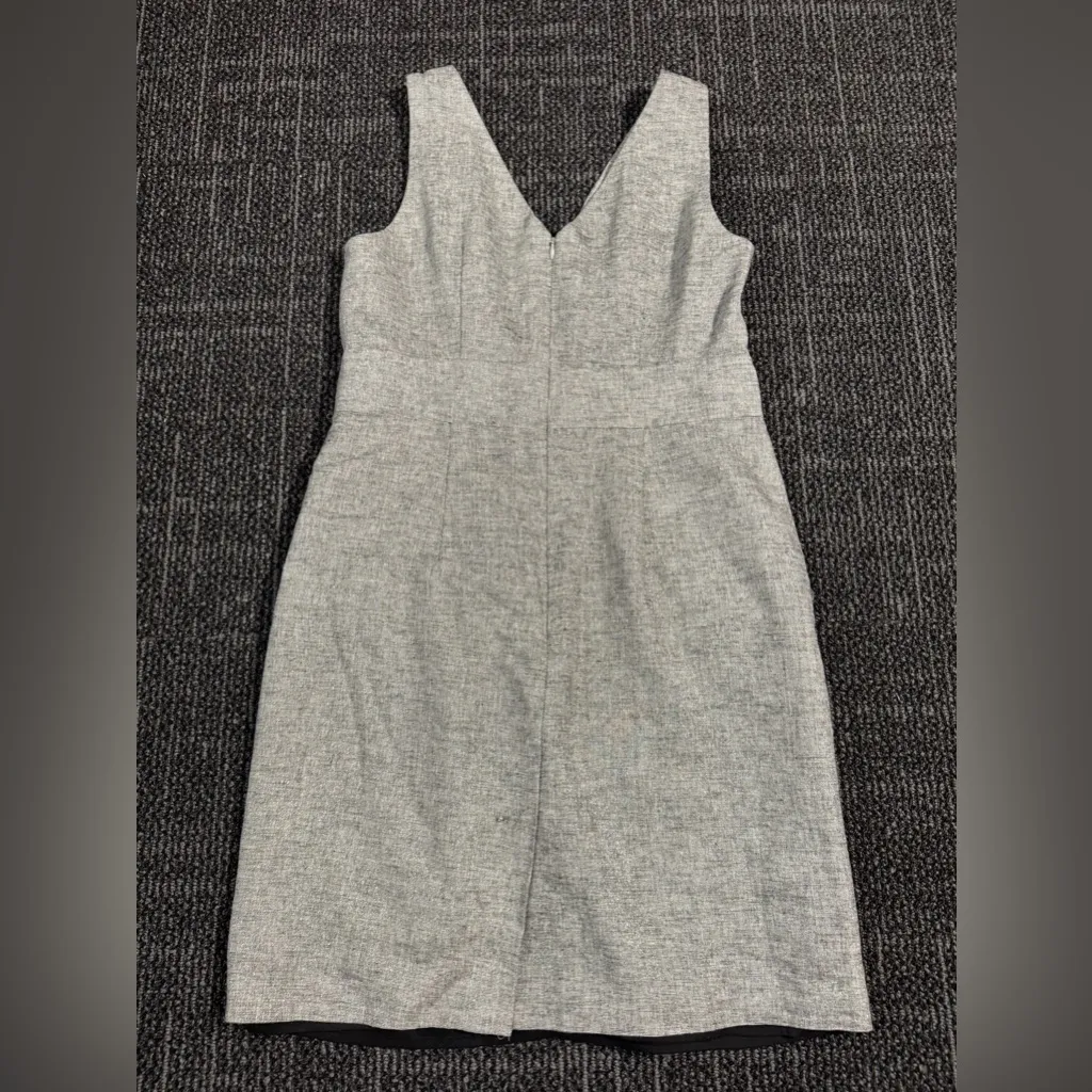 Ann Taylor Loft Dress Women's Size 10 Gray Linen Metallic Sheath Grecian Sparkly - Image 6