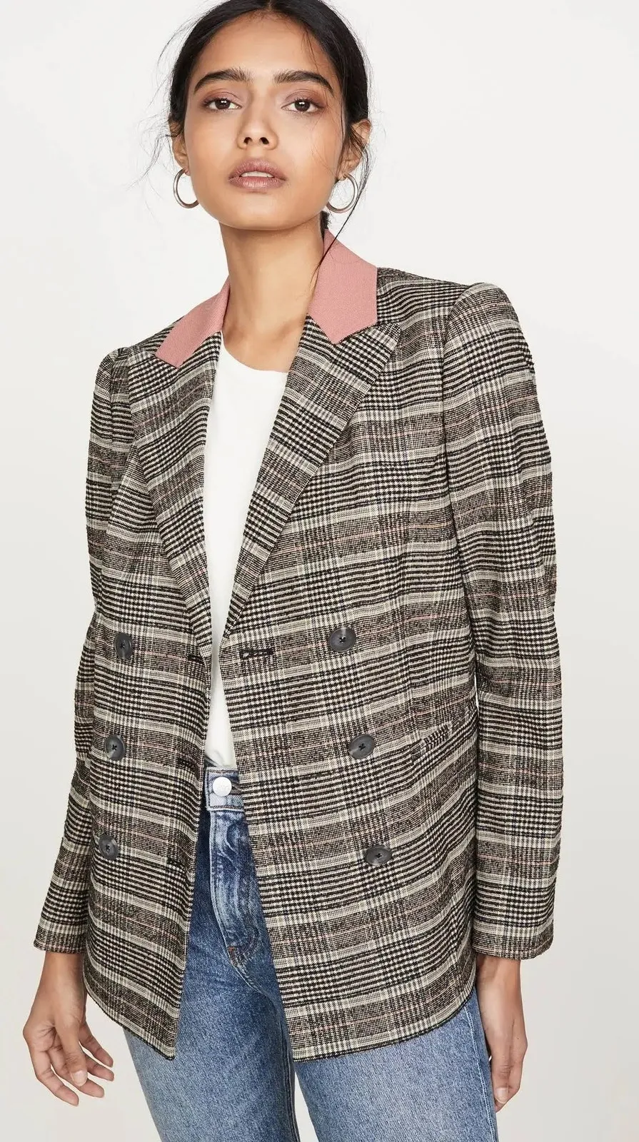 Rebecca Taylor Brown Wool Plaid Checkered Double Breasted Jacket Coat Blazer 8 - Image 1