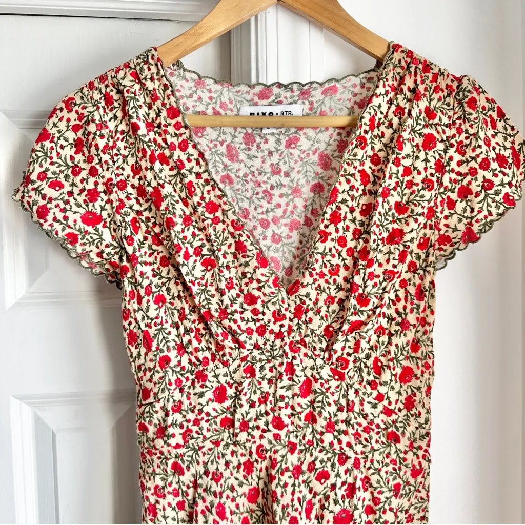 RIXO x RTR Scalloped Mini Dress Red - Image 5