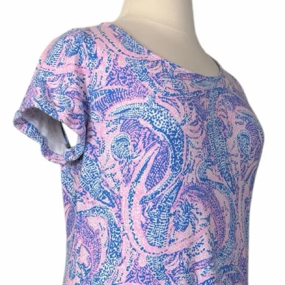 Lilly Pulitzer Short Sleeve Tammy Dress Pink Blue Alligator Women’s Size XL - Image 7